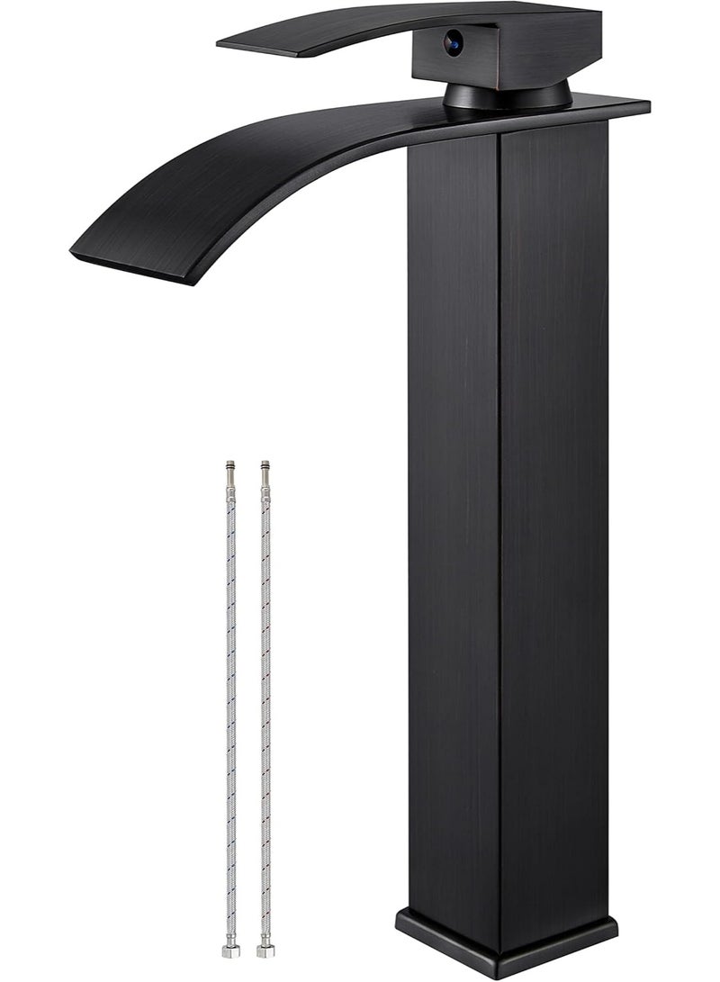 واي دي صنبور حوض حمام عصري بفوهة شلال، خلاط ذو مقبض واحد عالي القوس، سهل التركيب، مصنوع من النحاس المتين، مثالي لأحواض الحمام، ترقية عصرية للحمام - Image 1